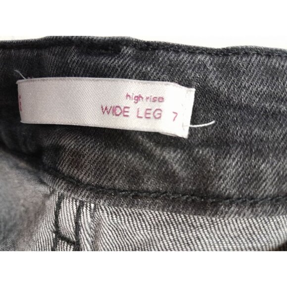 Womens High Rise Flare 70s Retro Bell Bottom Button Fly Size 7 Hippie Jeans Blk - Picture 7 of 8